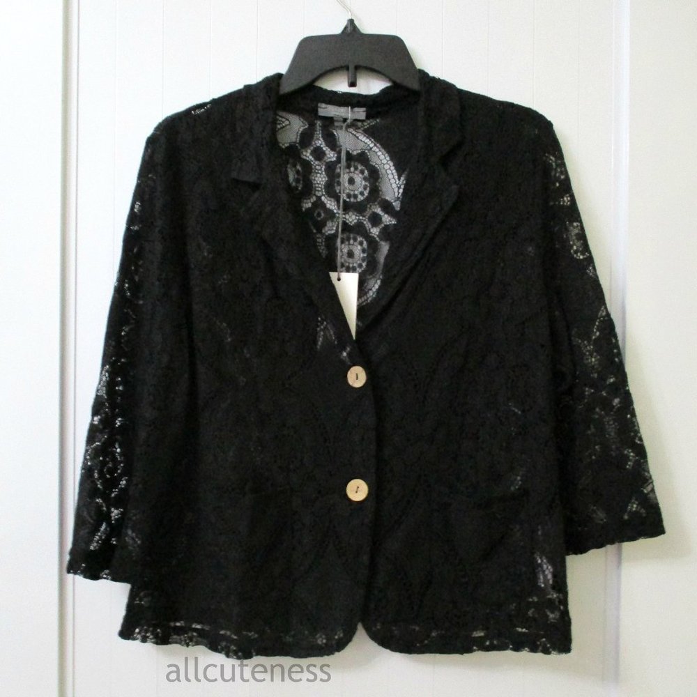 Piazza Del Tempio Black Lace Blazer Made In Italy